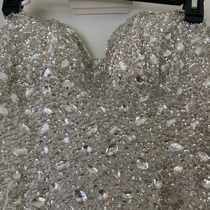 WHITE WATERFALL BEADED GOWN